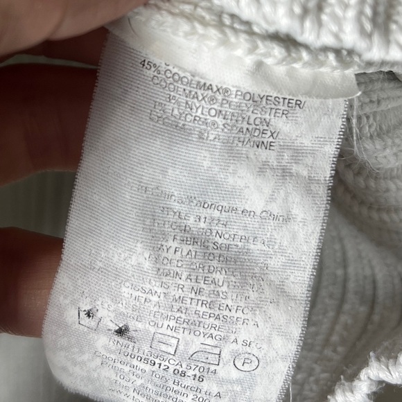 Tory Burch Sport  Retro Preppy White Blue Color Blocked Cardigan Sweater Sz M - Picture 7 of 15